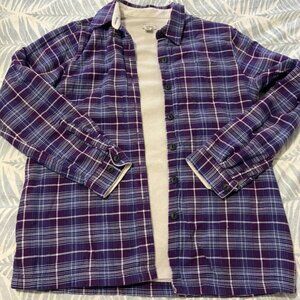L.L. Bean Purple Plaid Fleece Lined Flannel Shirt